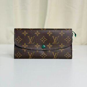 Louis Vuitton Monogram Canvas Wallet with Green Accent